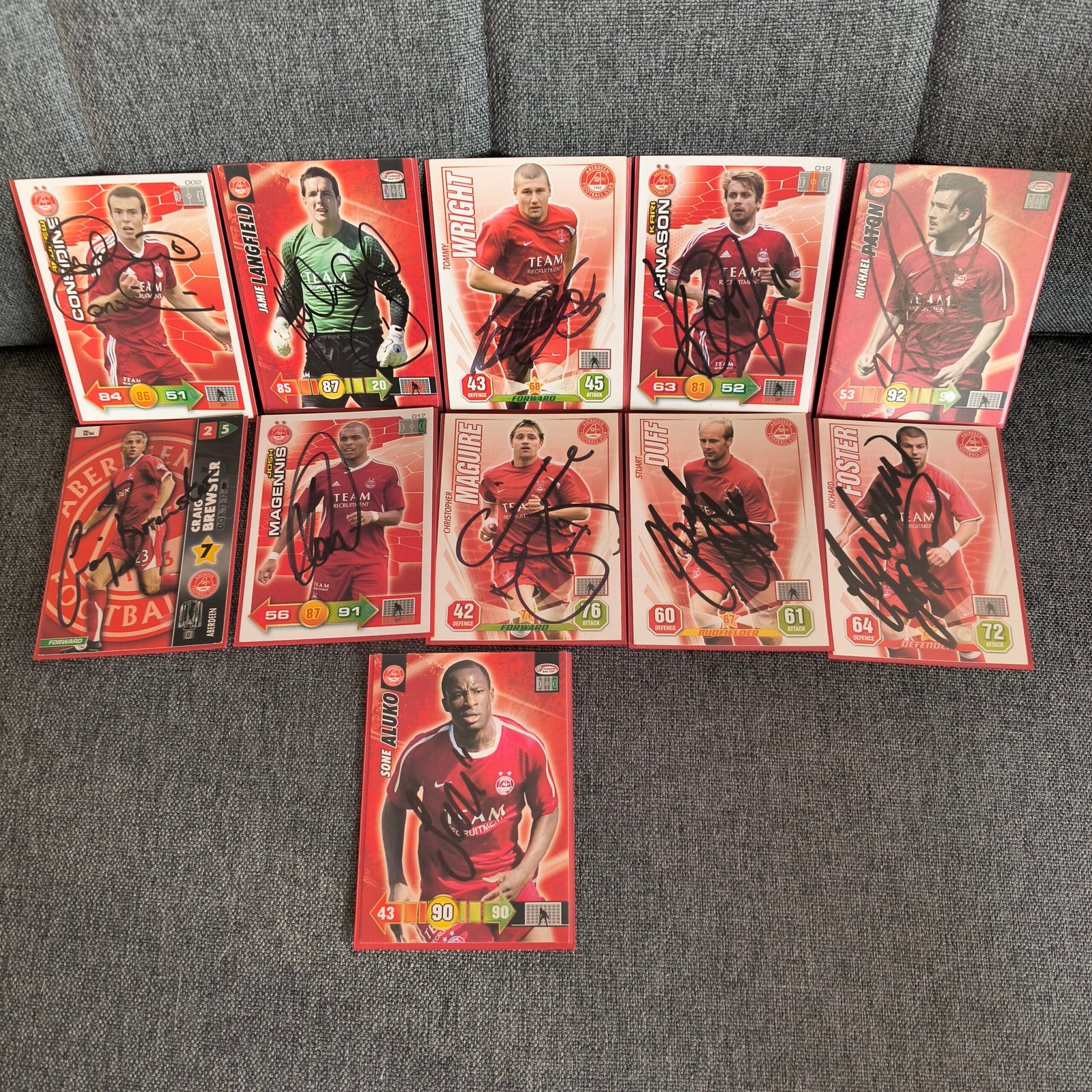 aberdeen x11 trading cards Autographs