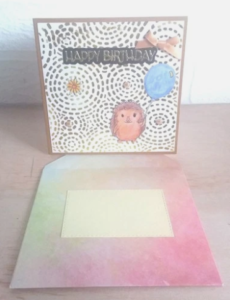 birthday-handmade hedgehog card 2- 5"x 5"