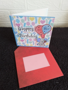 birthday-handmade elephant card 5- 5"x 5"